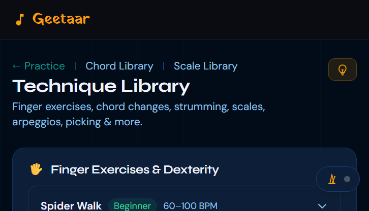 The Technique Library of guitar exercises